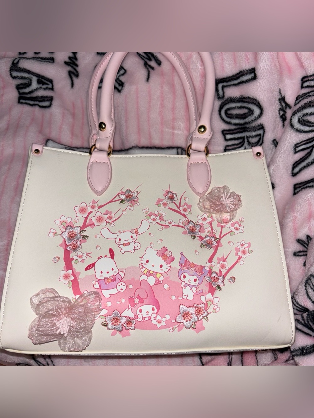 Hello Kitty Cream and Pink Floral Character Tote